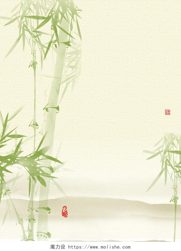 绿色淡雅水墨竹子二十节气惊蛰背景素材